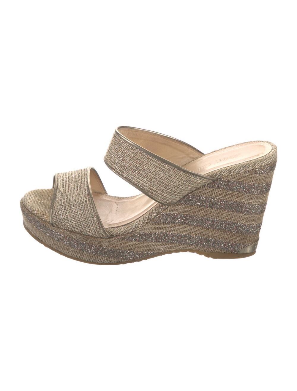 Jimmy Choo Striped Glitter Accents Espadrilles Natural - 38